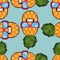 Pineapple cool with glasses pixel art pattern seamless. 8 bit background