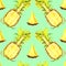 Pineapple cut slices on soft blue turquoise background