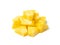 Pineapple Cuts Isolated, Raw Ananas Pieces, Comosus Tropical Fruit Chunks, Ripe Pine Apple Slices on White