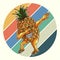 Pineapple dabbing retro vector illustration