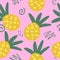 pineapple and doodles seamless pattern. hand drawn. illustration for wallpaper, wrapping paper, textile, background