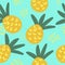 pineapple and doodles vector seamless pattern. hand drawn. illustration for wallpaper, wrapping paper, textile