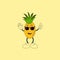 pineapple fruit character with cute glasses cute vector logo icon