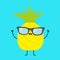 Pineapple fruit icon leaf wearing glasses. Hands up, legs. Cute cartoon kawaii smiling funny baby character. Sunglasses. Hello