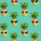 Pineapple funny Glasses seamless pattern for fashion print, summer texture, wallpaper graphic design tropical background