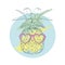 Pineapple with glasses tropical, vector, illustration, design, exotic, food, fruit