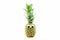 Pineapple with googly eyes on white background