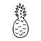 Pineapple hand drawn in doodle style. tropical exotic fruit food. single element for design sticker, icon, poster, card
