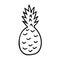 Pineapple hand drawn in doodle style. tropical exotic fruit food. single element for design sticker, icon, poster, card.