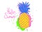 Pineapple. Hello summer. Retro multicolored color vector illustration isolated on white