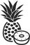 Pineapple icon, Fruit icon, Healthy fruit black vectors icon.