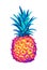 Pineapple icon. Tropical exotic fruit shape pattern. Pineapple hand drawn watercolor multicolored vector graphics.