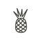 Pineapple icon vector. Outline food, line tropical fruit symbol.