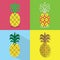 Pineapple icons set - Different styles of colorful flat designs