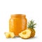 Pineapple jam isolated on white background. Illustration style. pineapple, Juice Or Jam Glass Yellow Orange Bottle Jar.