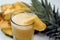 Pineapple Juice (Ananas comosus), tropical plant with an edible fruit in family Bromeliaceae