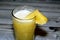 Pineapple Juice (Ananas comosus), tropical plant with an edible fruit in family Bromeliaceae