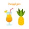 Pineapple juice or a cocktail in a glass. Tropical Fruit for Diet and Health. Organic Vitamin for Vegetarians