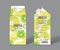 Pineapple, Kiwi and Ginger juice. Detox, healthy mix. Template packaging design. Transparent fruits and slices.