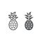 Pineapple line and glyph icon, fruit and tropical, ananas sign vector graphics, a linear icon on a white background, eps