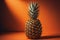 Pineapple on orange background. Minimal still life concept. ai generated