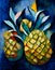 Pineapple painted in expressionistic style on canvas