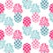 Pineapple pink and blue seamless vector pattern.