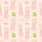 Pineapple and postage stamps, seamless pattern on a sorbet pink background. Aloha means Hello in Hawaii. Fruit delivery