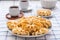 Pineapple ringlets in puff pastry, baked in the form of flowers