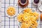 Pineapple ringlets in puff pastry, baked in the form of flowers