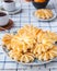 Pineapple ringlets in puff pastry, baked in the form of flowers