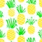 Pineapple seamless pattern. Background with summer fresh fruits