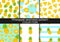 Pineapple seamless pattern. Exotic tropical fruit with stamp texture set, fresh whole juicy yellow ananas collection, decor