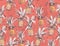 Pineapple  seamless pattern with orange and living coral color