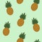 Pineapple seamless pattern with tropical leaves