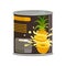 Pineapple slices in aluminum can with ring-pull. Concept of canned tropical fruit. Food conservation. Flat vector design