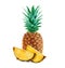 Pineapple with slices isolated