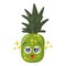 Pineapple smiling happy feelinh love open minded cartoon character in love isolated on white background