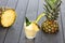 Pineapple Smoothie with Mint and a Piece of Pineapple, Dark Background