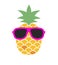 Pineapple with sunglasses. Fun illustration