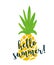 Pineapple with text `Hello summer`. Ananas summer background.