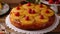 Pineapple Upside-Down Cake on Glass Plate
