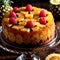 Pineapple Upside-Down Cake , traditional popular sweet dessert cake