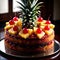 Pineapple Upside-Down Cake , traditional popular sweet dessert cake