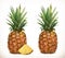 Pineapple. Whole and pieces. Sweet fruit. 3d vector icons set