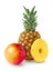 Pineapple, whole and round peeled slice and mango