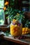 A pineapplefilled jar on a table, showcasing natural foods