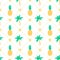 Pineapples and palm trees seamless pattern