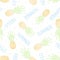 Pineapples seamless pattern. Tropical vector fruits. Linear style