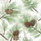 Pinecone branch seamless background.